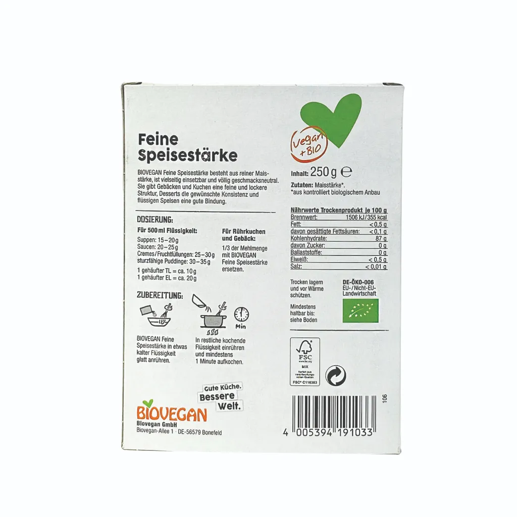 Ảnh Tinh bột bắp hữu cơ Biovegan 250g 3