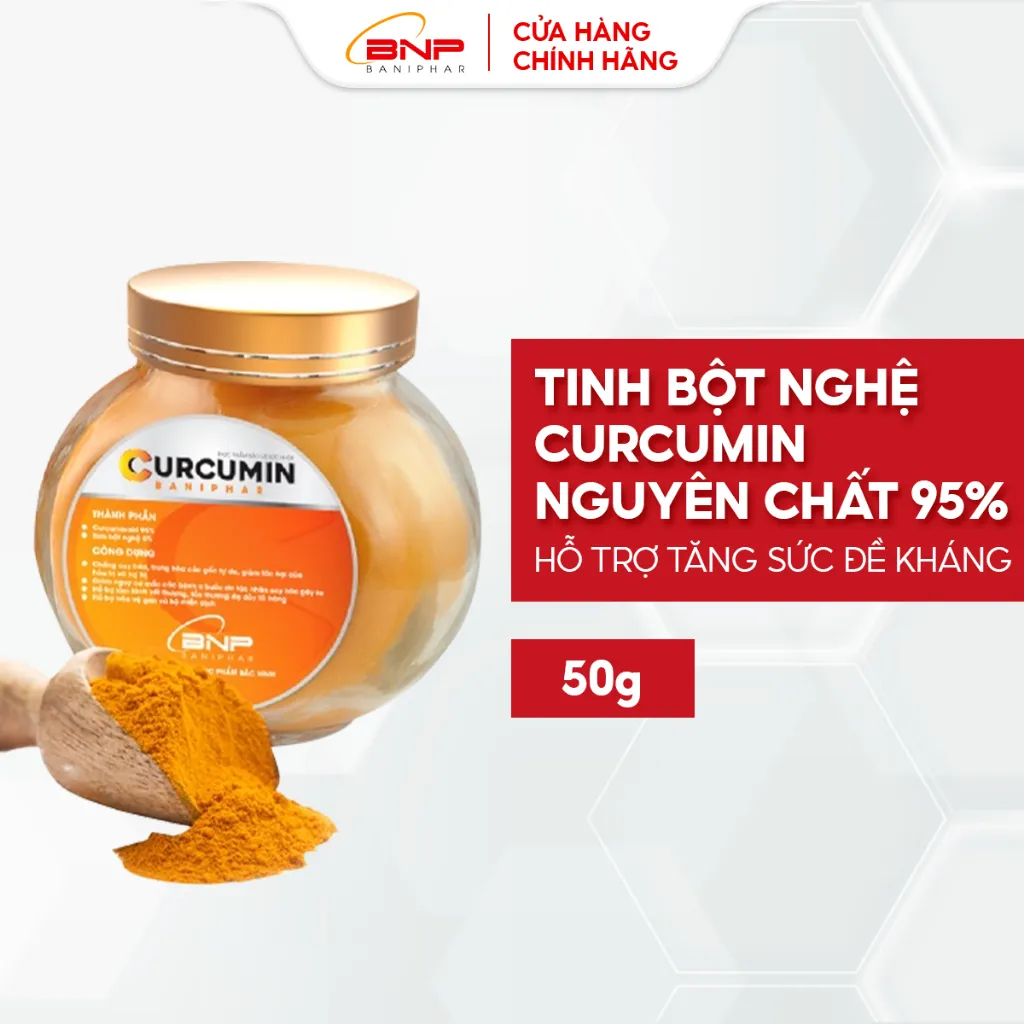 Ảnh Tinh bột nghệ Curcumin nguyên chất 95% Baniphar tăng sức đề kháng cho người lớn hộp 50gr 2