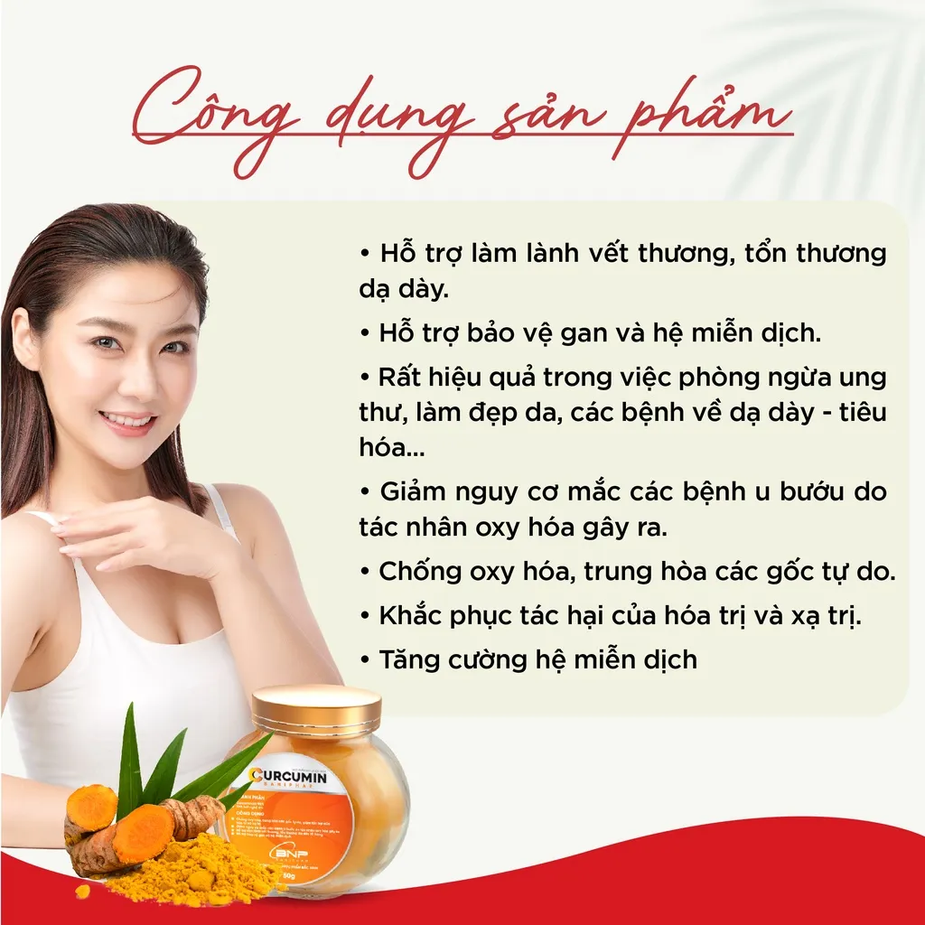 Ảnh Tinh bột nghệ Curcumin nguyên chất 95% Baniphar tăng sức đề kháng cho người lớn hộp 50gr 4