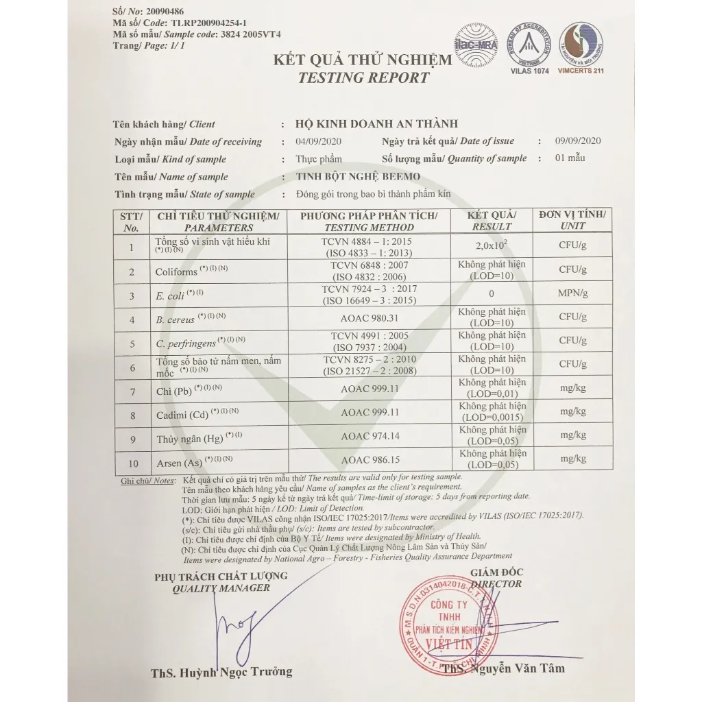 Ảnh Tinh bột nghệ nguyên chất Beemo 1Kg 3