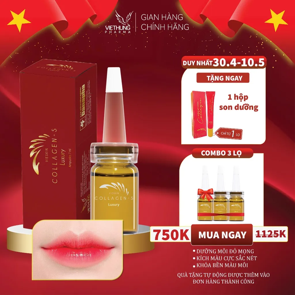 Ảnh Tinh chất Collagen tươi Vieskin Luxury làm dẹp da và chăm sóc môi/mày sau phun xăm (Chính hãng) 1