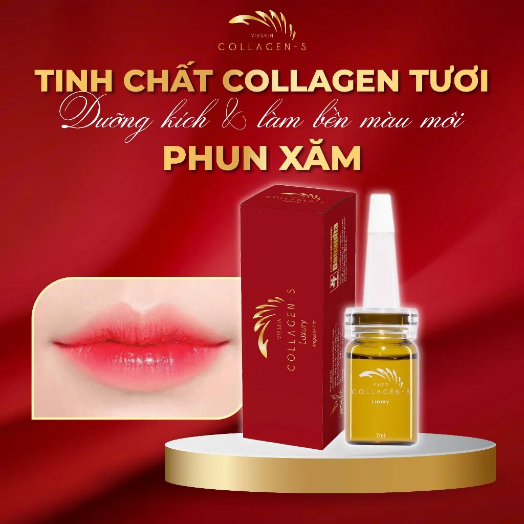 Ảnh Tinh chất Collagen tươi Vieskin Luxury làm dẹp da và chăm sóc môi/mày sau phun xăm (Chính hãng) 2