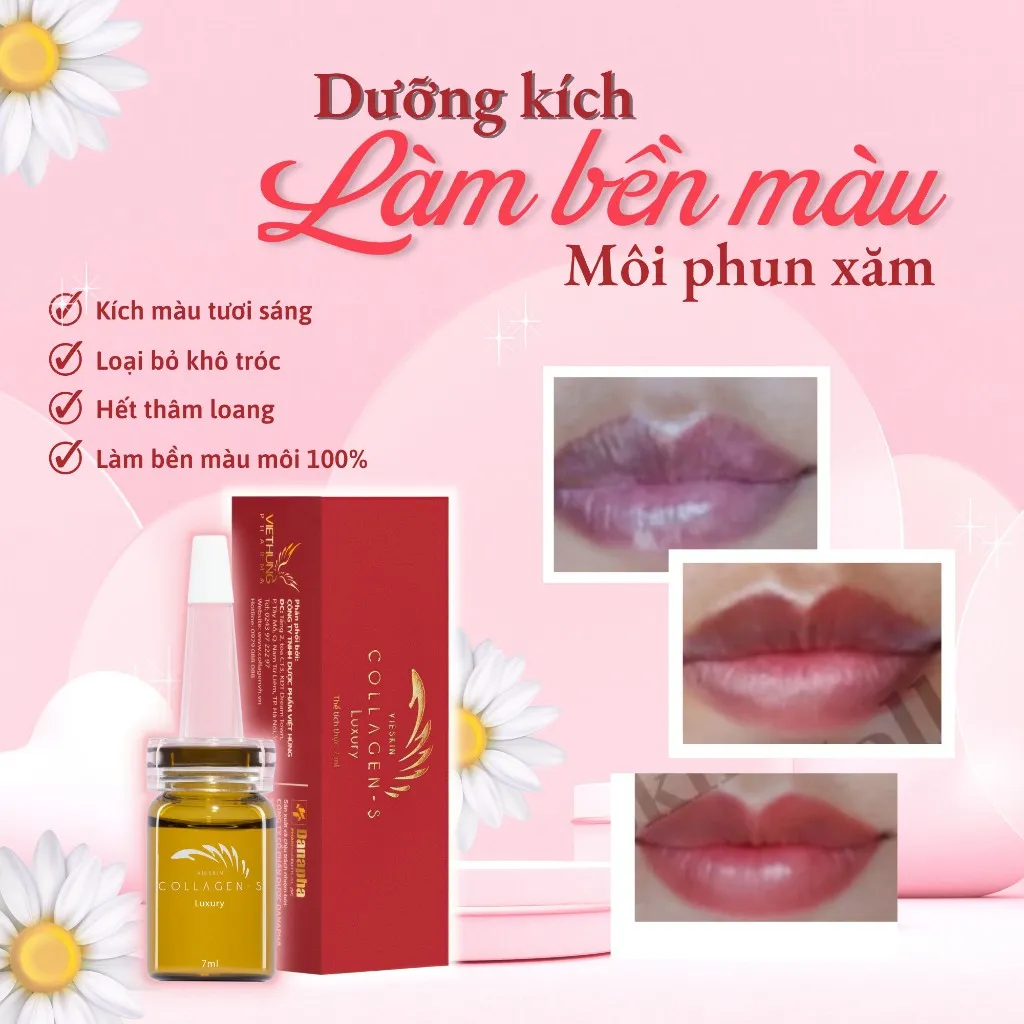 Ảnh Tinh chất Collagen tươi Vieskin Luxury làm dẹp da và chăm sóc môi/mày sau phun xăm (Chính hãng) 4