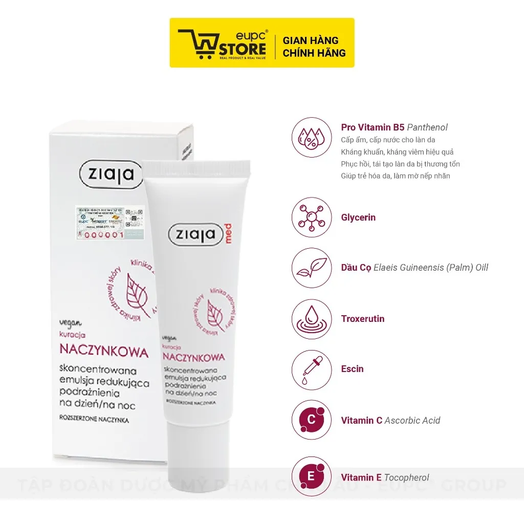 Ảnh Tinh Chất Dịu Da Tăng Cường Hiệu Quả Bởi B5 Ziaja Med 30ml Dưỡng Ẩm Làm Dịu Cho Da Mẩn Đỏ, Treatment EUPC STORE 1