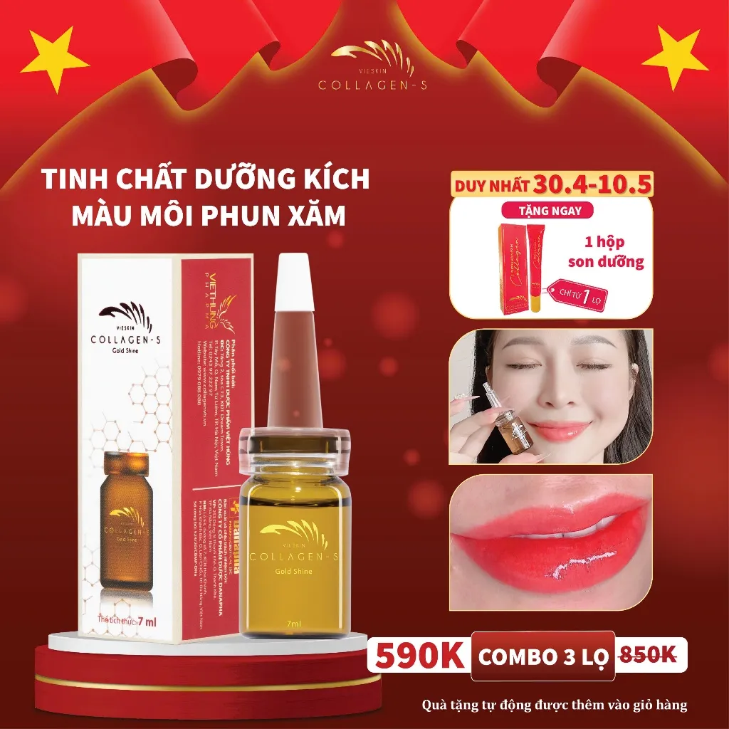 Tinh chất Vieskin GoldShine Kích Màu Môi Sau Phun Xăm Chuẩn Đẹp