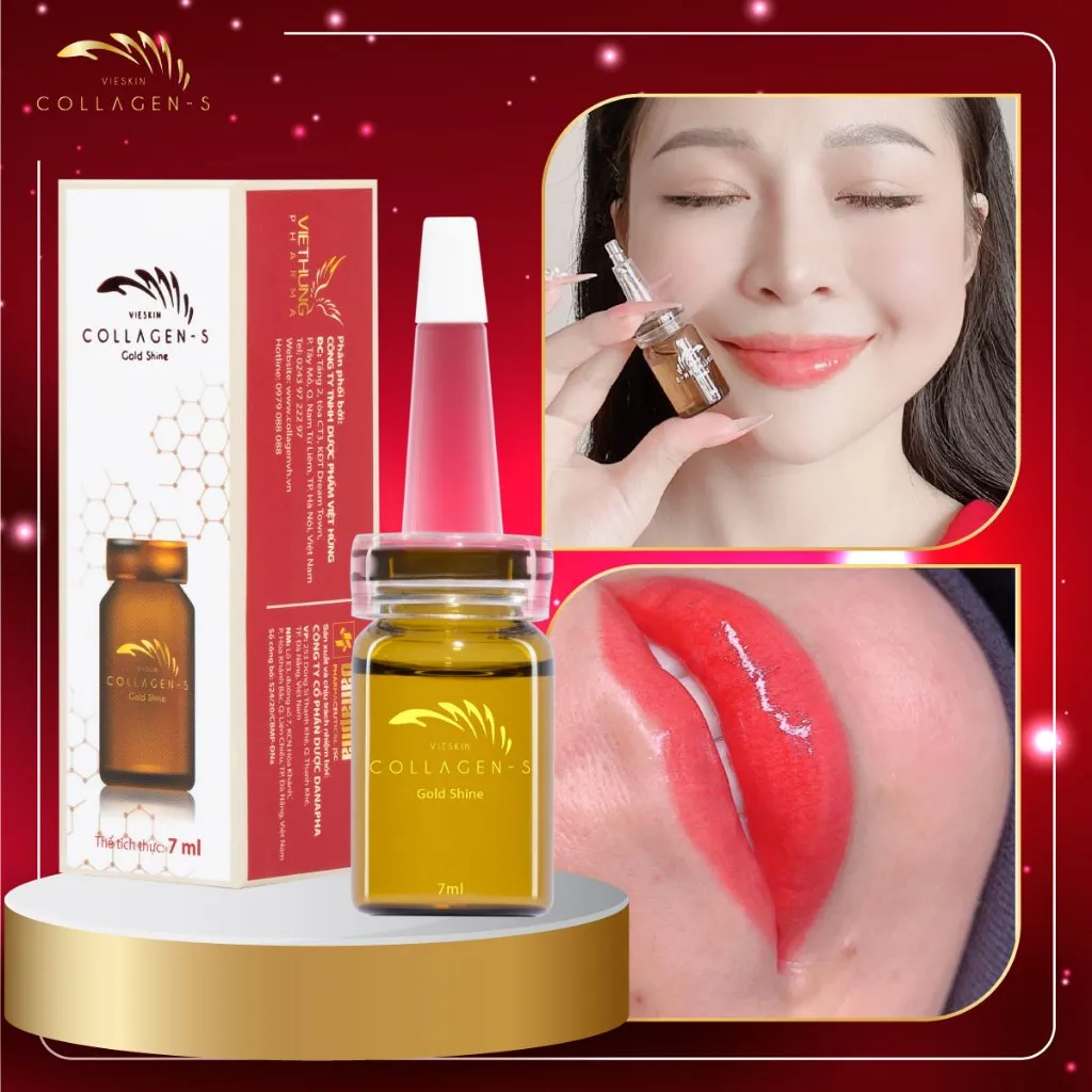 Ảnh Tinh chất dưỡng kích màu môi sau phun xăm Vieskin GoldShine, collagen tươi kích màu sắc nét, tự nhiên, căng bóng, 7ml 2
