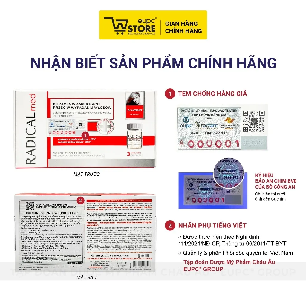 Ảnh Tinh Chất Giúp Giảm Rụng Tóc Nữ Radical Med 3x5ml Dưỡng Ẩm, Cung Cấp Dưỡng Chất Cho Da Đầu EUPC STORE 3