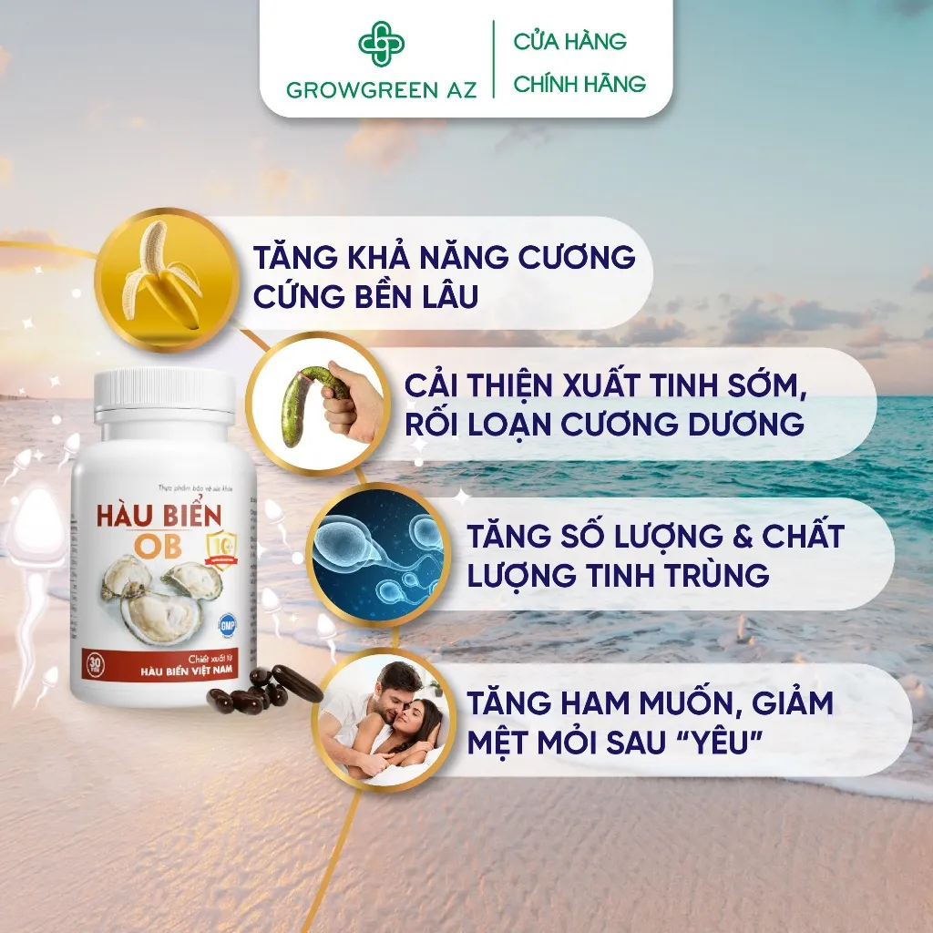 Ảnh Tinh Chất Hàu Biển OB Tăng Cường Sinh Lý Nam, Hỗ Trợ Sức Khỏe Nam Giới ( Hộp 30v) Grow green az 3