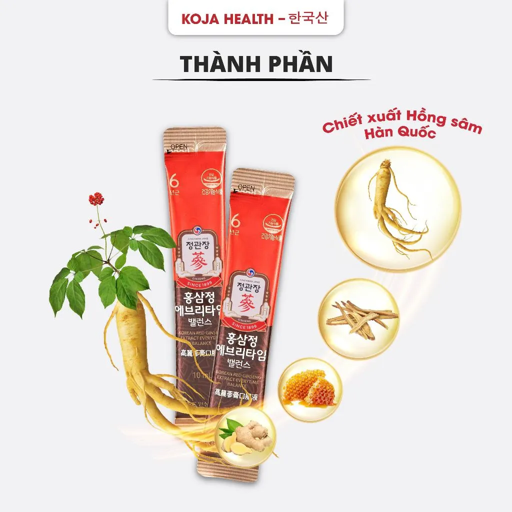 Ảnh Tinh Chất Hồng Sâm Hàn Quốc Everytime Balance KGC Jung Kwan Jang 30 gói x 10ml 2