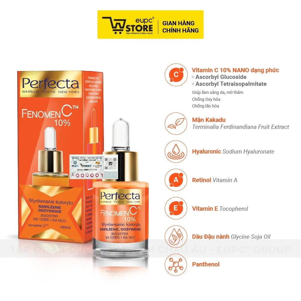 Ảnh Tinh Chất Sáng Da Ngày Đêm 10% C Perfecta Fenomen C 15ml Giúp Cải Thiện Tông Màu, Dưỡng Ẩm Da EUPC STORE 1
