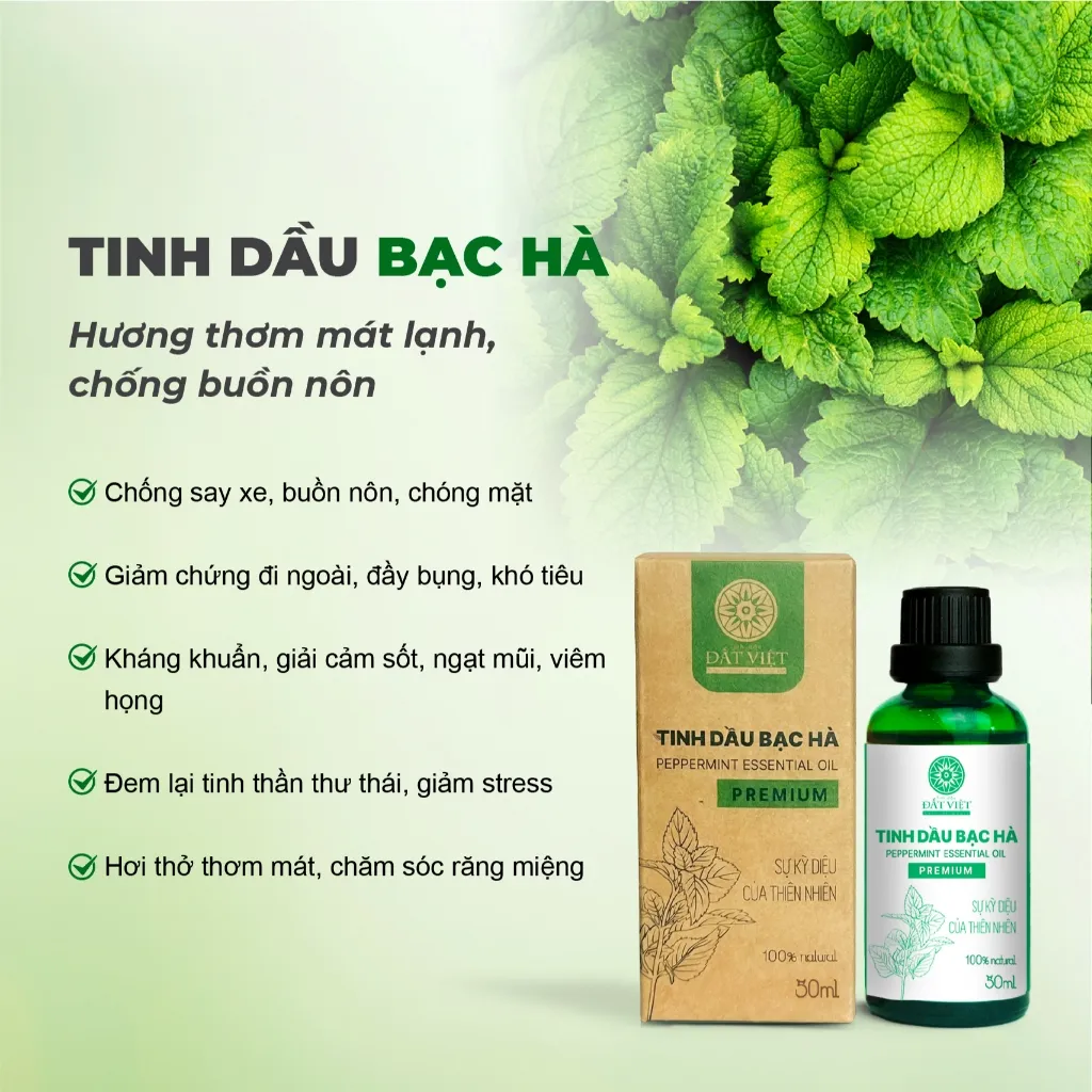 Ảnh Tinh dầu bạc hà nguyên chất Đất Việt dung tích 10ml, 30ml & 50ml, dùng xông phòng 2