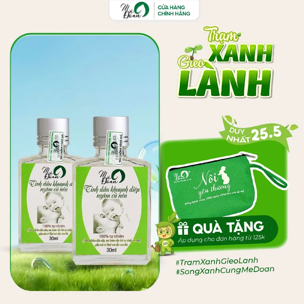 Ảnh Tinh dầu khuynh diệp củ nén Mệ Đoan, kháng khuẩn, giữ ấm, xông phòng, thanh lọc không khí 1