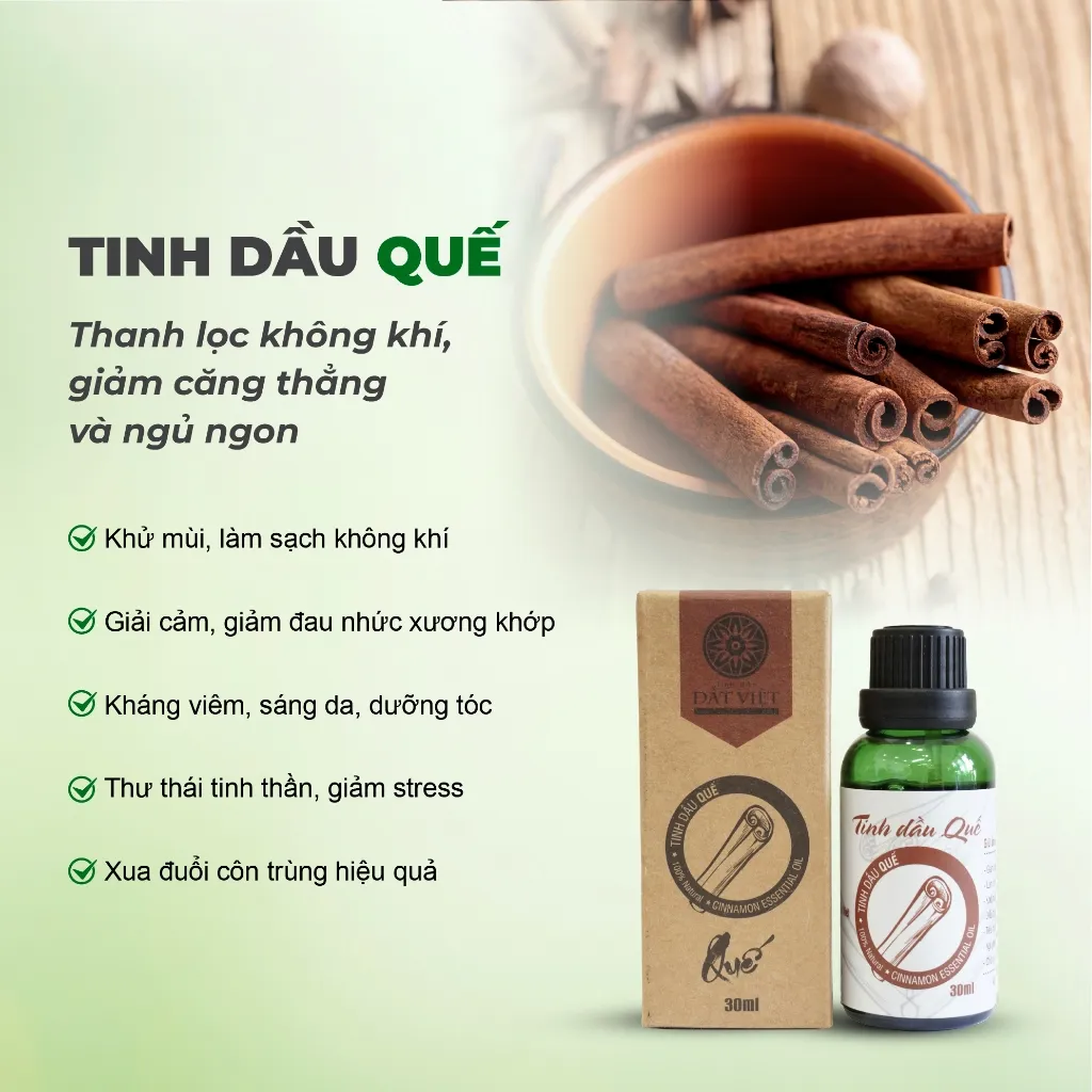 Ảnh Tinh dầu quế nguyên chất Đất Việt dung tích 10ml và 30ml - Xông phòng, đuổi muỗi, khử mùi, thư giãn 2