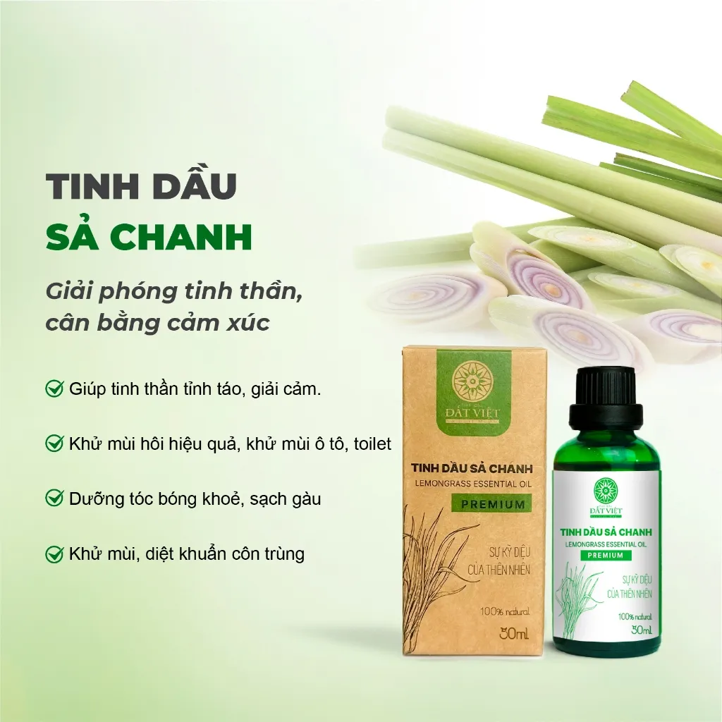 Ảnh Tinh dầu sả chanh thơm phòng Đất Việt dung tích 30ml & 50ml - Xông hương, đuổi muỗi 2