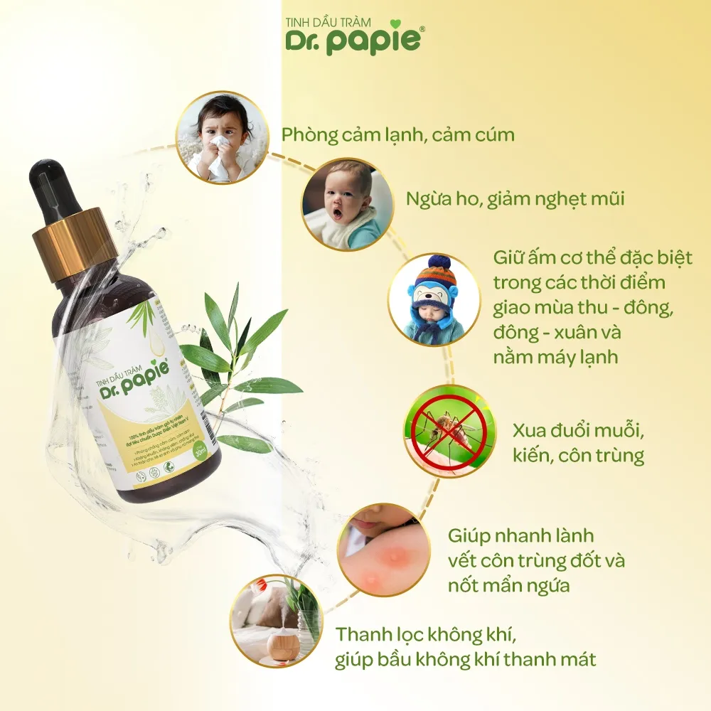 Ảnh Tinh Dầu Tràm Gió 100% Nguyên Chất Dr.Papie Phòng Cảm Cúm, Cảm Lạnh, Giữ Ấm Cơ Thể Cho Bé Từ Sơ Sinh - 30ml 3