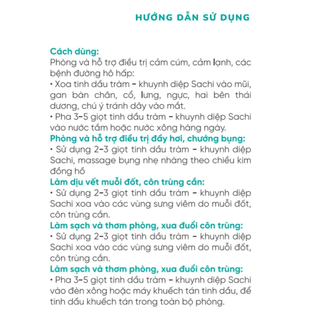 Ảnh Tinh Dầu Tràm - Khuynh Diệp Sachi Giúp Làm Ấm Cơ Thể, Giảm Chướng Bụng, Làm Dịu Các Vết Côn Trùng Cắn 30ml 3