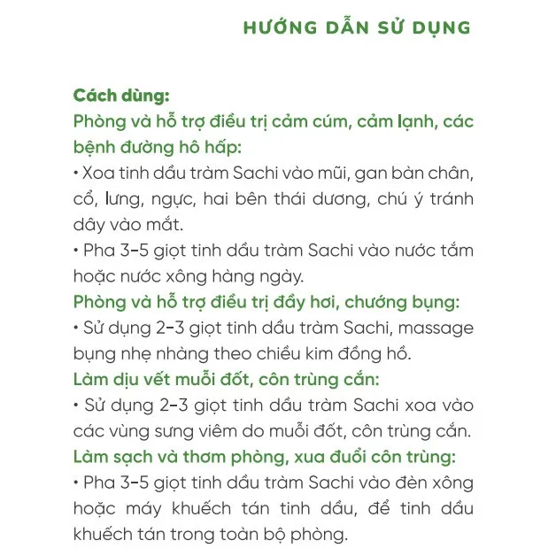 Ảnh Tinh Dầu Tràm Nguyên Chất Sachi Giúp Giảm Chướng Bụng, Đầy Hơi, An Toàn Cho Trẻ Nhỏ 30ml 3