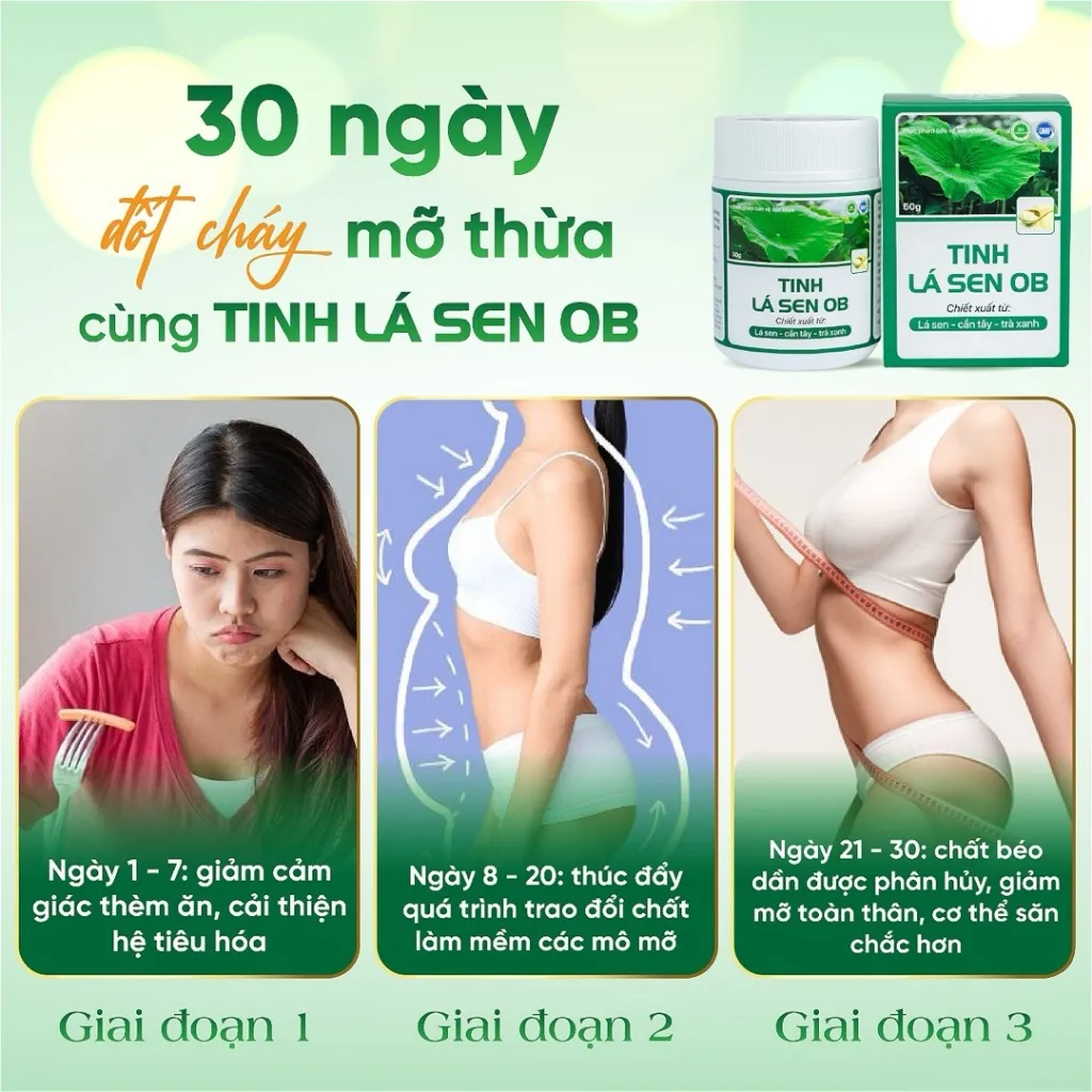 Ảnh Tinh Lá Sen OB Detox Cần Tây, Lá Sen, Trà Xanh Hỗ Trợ Giảm Cân, Thon Dáng, Đẹp Da (Hộp 50g) 3