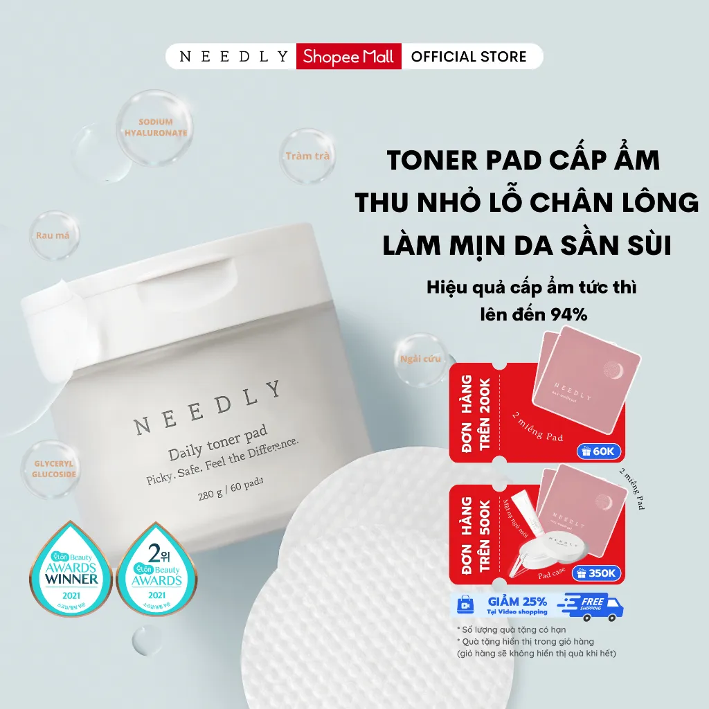 Ảnh Toner Pad Needly Daily Cấp Ẩm Cải Thiện Lỗ Chân Lông 280G 60 Miếng 1
