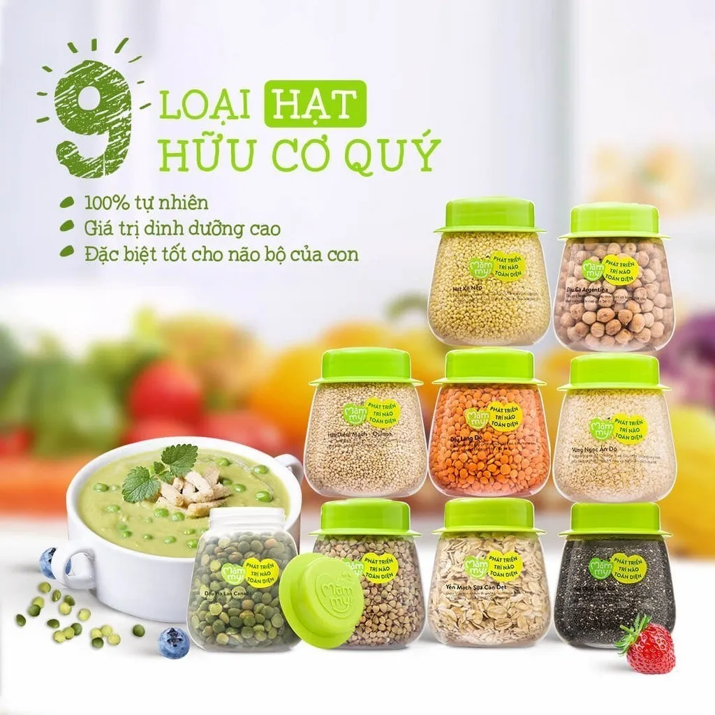 Ảnh Tổng hợp hạt ăn dặm hữu cơ Mămmy loại 1 cho bé gồm hạt đậu lăng, đậu gà, diêm mạch, kiều mạch, kê nếp, yến mạch... 3