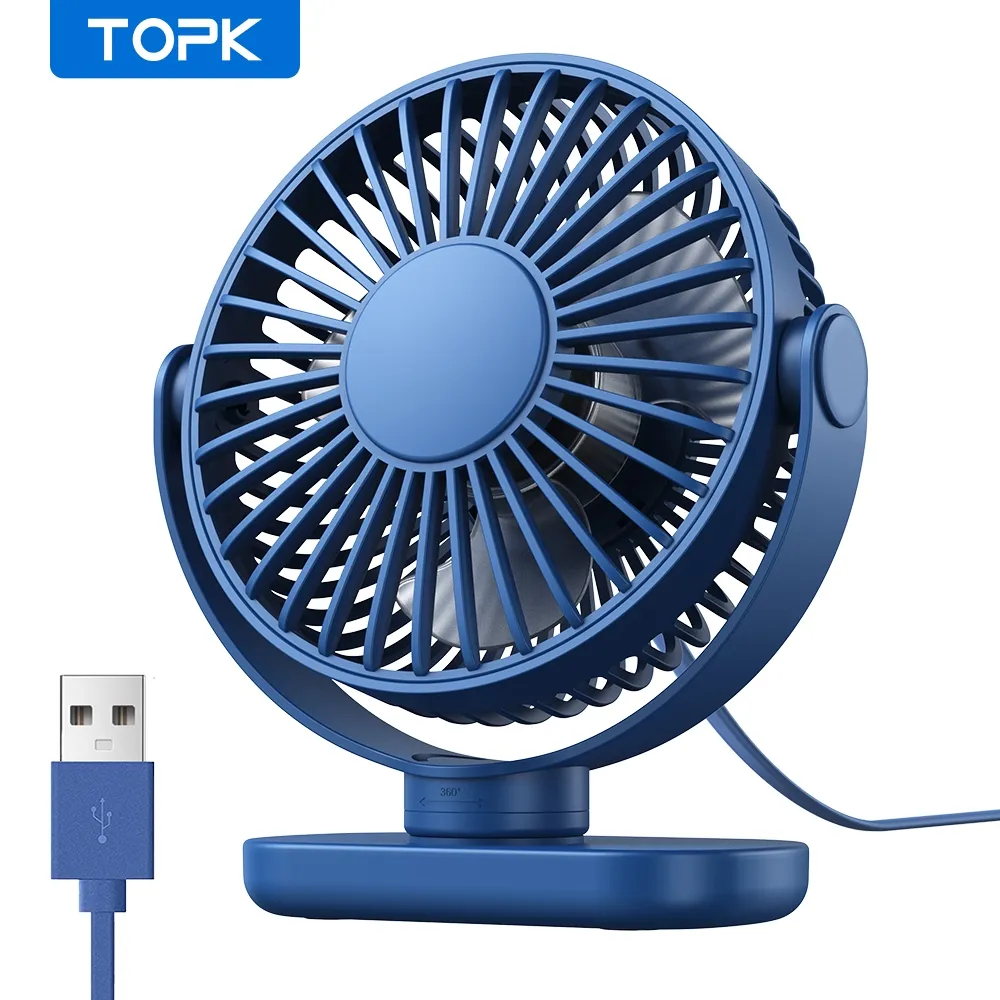 Ảnh Topk USB Bàn Nhỏ Quạt Di Động Mini 3 Tốc Độ Quạt Để Bàn Yên Tĩnh 360° Quạt bàn điều chỉnh xoay được cho phòng ngủ văn phòng tại nhà 1
