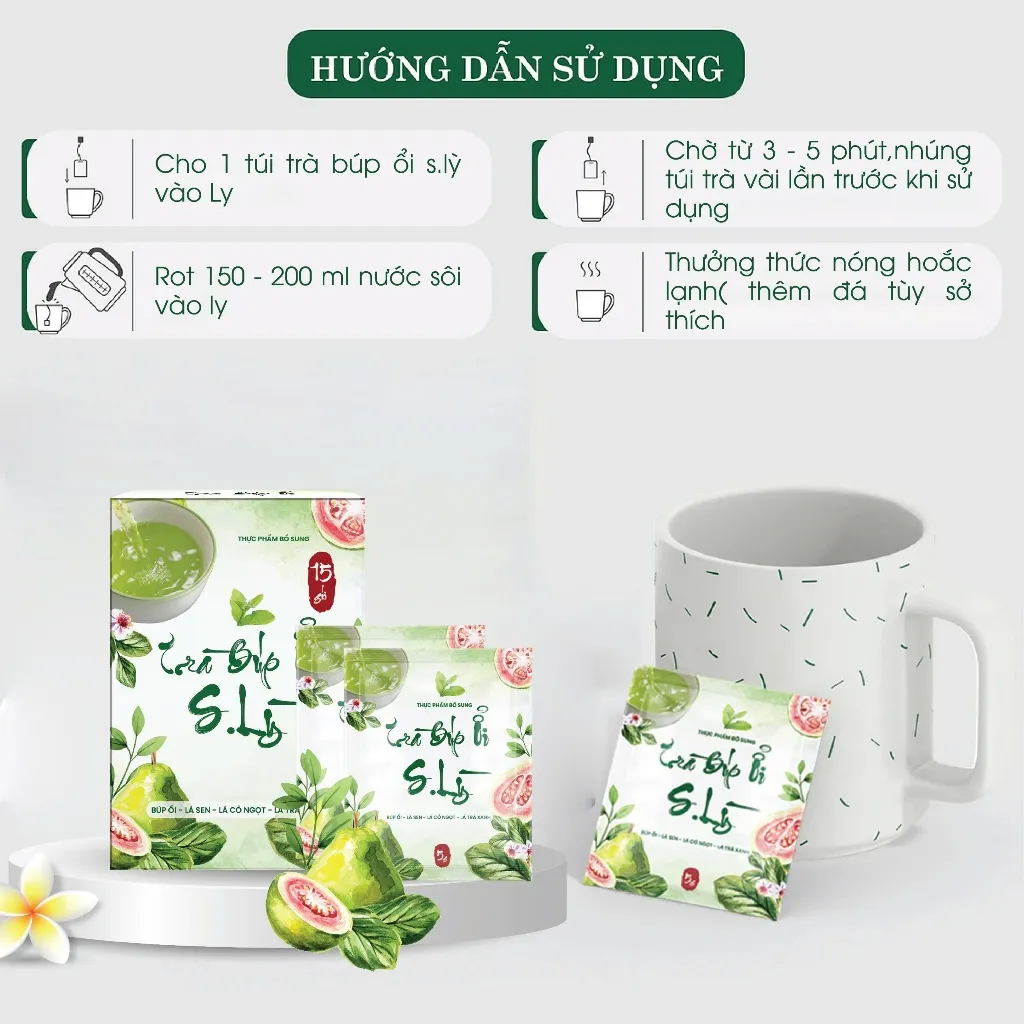 Ảnh Trà Búp Ổi S.Lỳ TM PHARMA giúp tăng cường chuyển hóa chất béo hỗ trợ giảm cân giảm mỡ an toàn hiệu quả 2