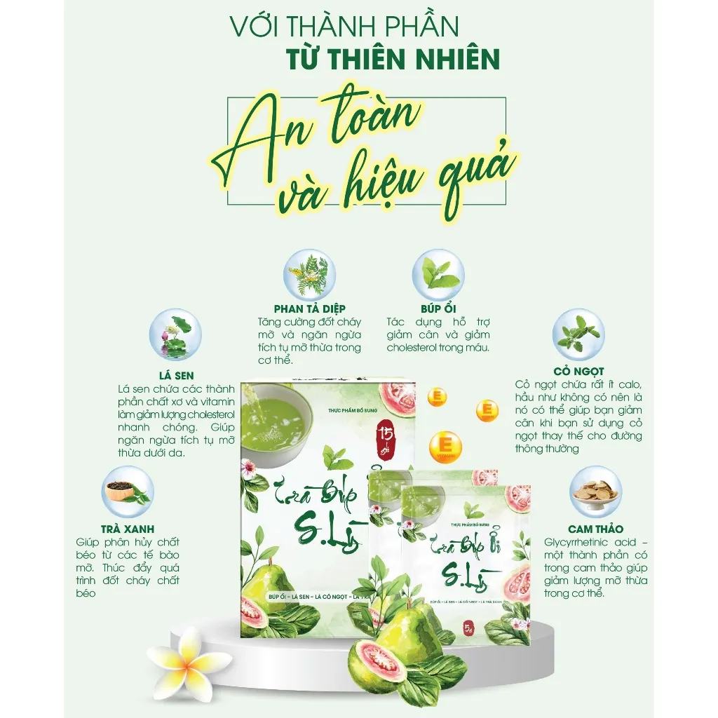 Ảnh Trà Búp Ổi S.Lỳ TM PHARMA giúp tăng cường chuyển hóa chất béo hỗ trợ giảm cân giảm mỡ an toàn hiệu quả 4
