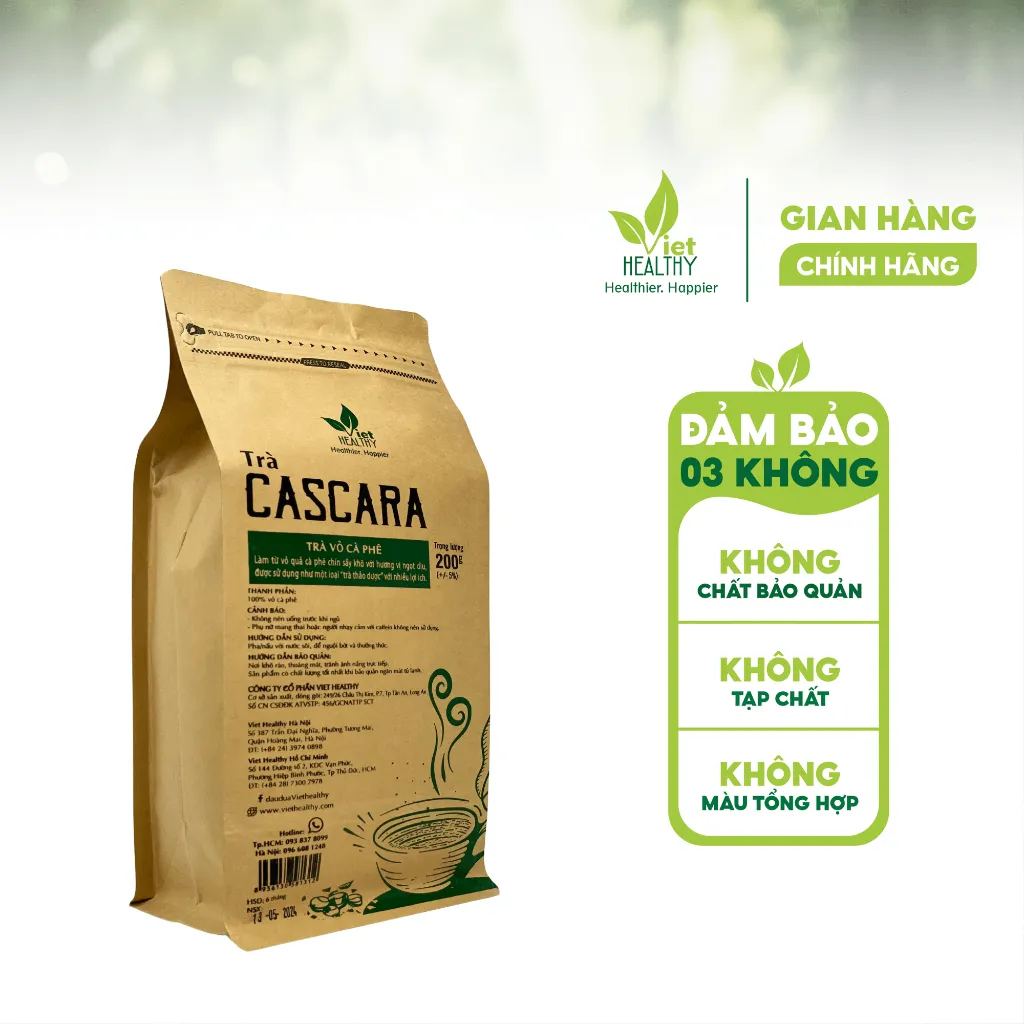 Ảnh Trà Cascara Viethealthy 200g - Trà Từ Vỏ Quả Cà Phê 1