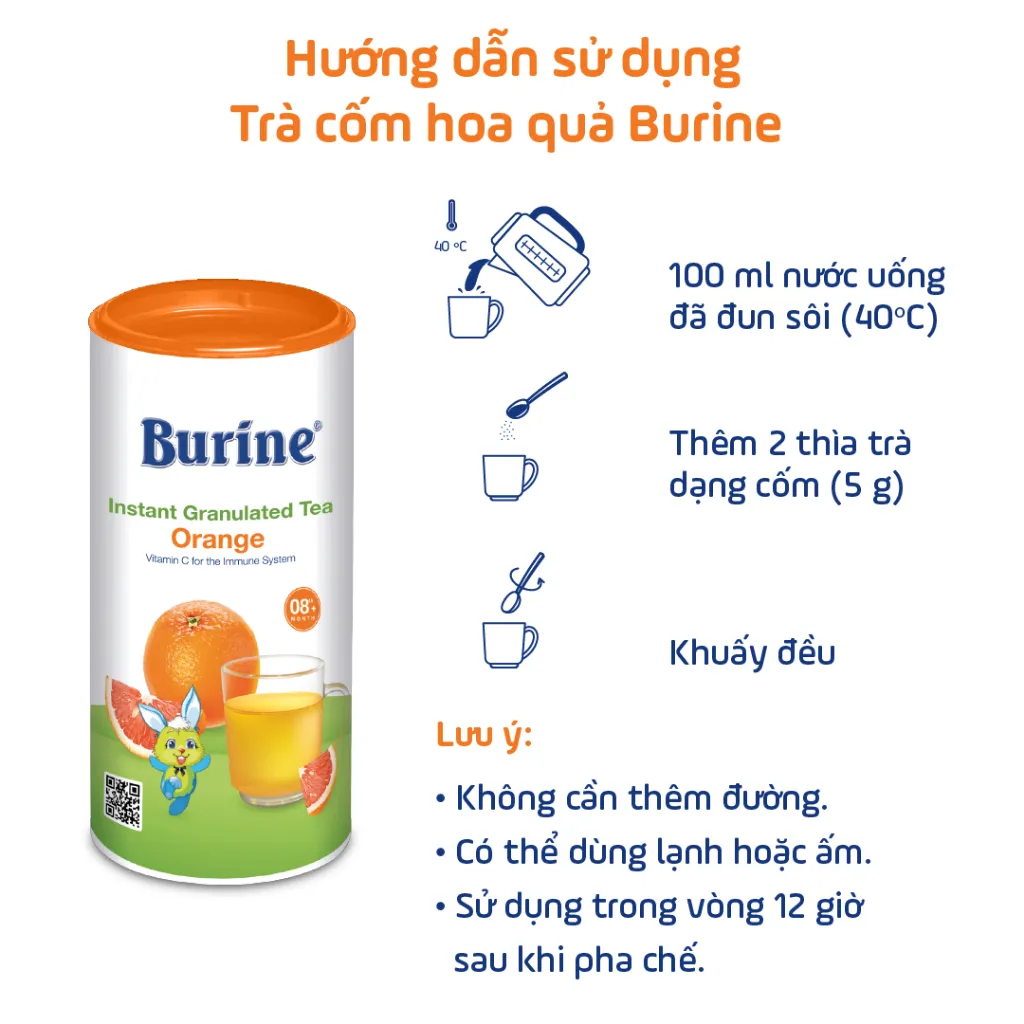 Ảnh Trà cốm hoa quả Burine vị Cam Nam Mỹ bổ sung vitamin, tăng cường đề kháng (từ 8 tháng)_HiPP 2