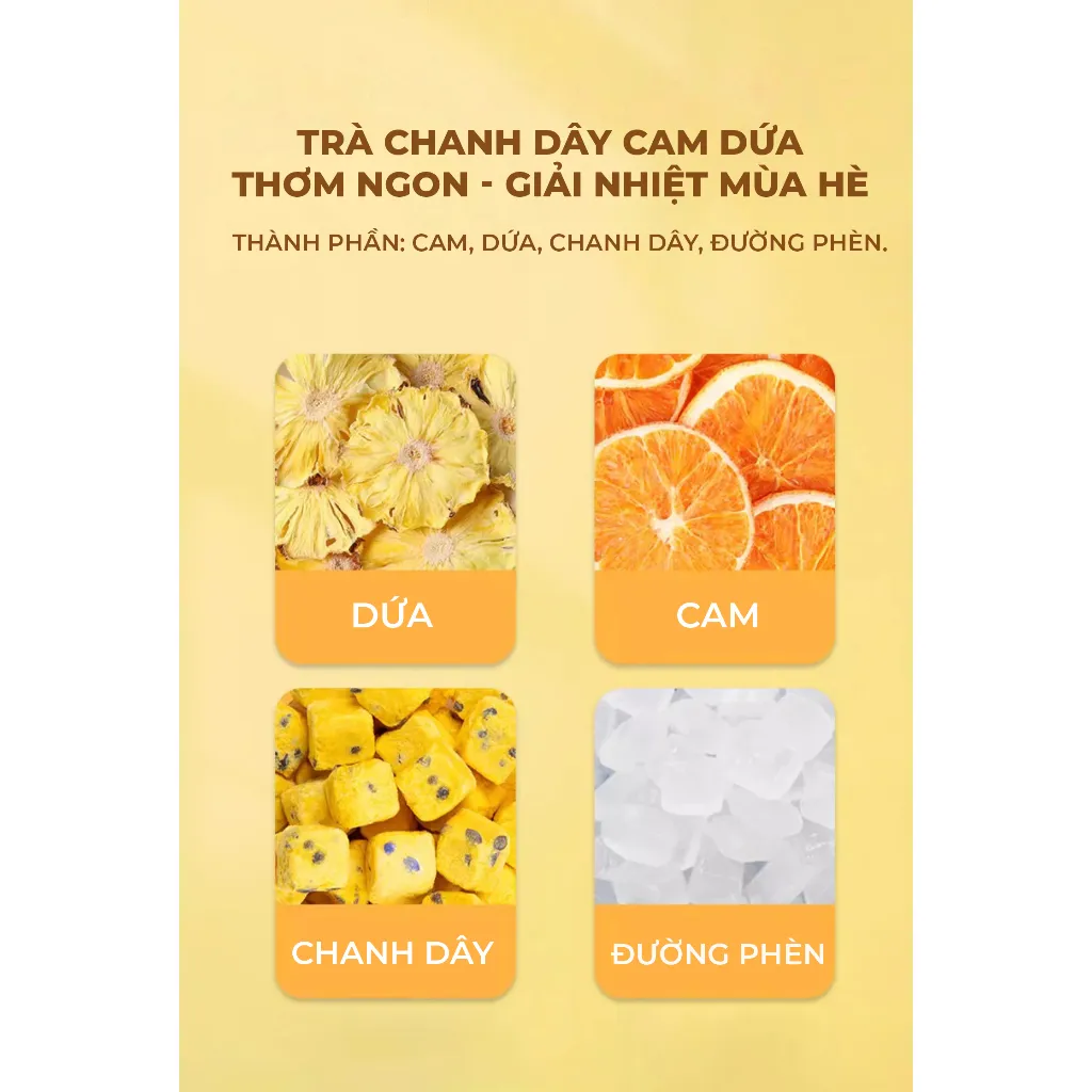 Ảnh Trà detox chanh dây cam dứa Camifarm giải khát, trắng da, bổ sung vitamin C cho ngày hè nóng bức 3