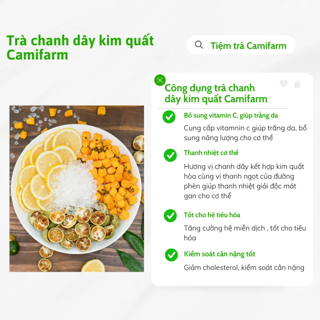 Ảnh Trà detox trái cây chanh dây kim quất trắng da Camifarm 1 gói, thanh nhiệt cơ thể, bổ sung vitamin C 1