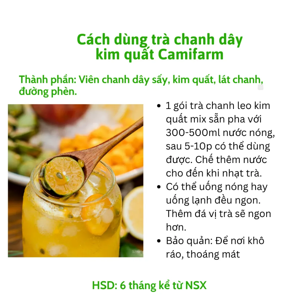 Ảnh Trà detox trái cây chanh dây kim quất trắng da Camifarm 1 gói, thanh nhiệt cơ thể, bổ sung vitamin C 2