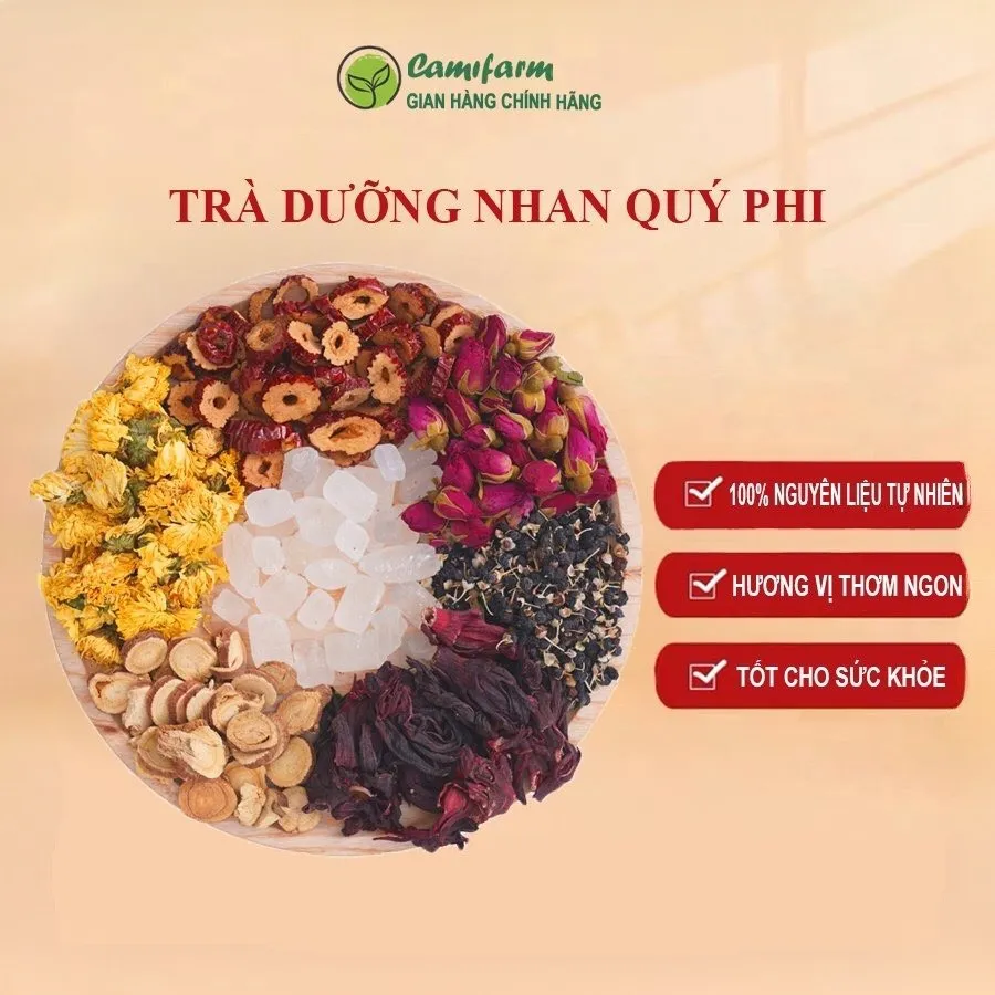 Ảnh Trà dưỡng nhan, dưỡng sắc đẹp da, mát gan, thanh lọc cơ thể, ngủ ngon, giảm stress 3