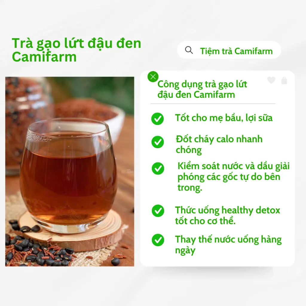 Ảnh Trà gạo lứt đậu đen Camifarm gạo lứt huyết rồng đậu đen xanh lòng thanh nhiệt lợi sữa tốt cho mẹ và bé 1
