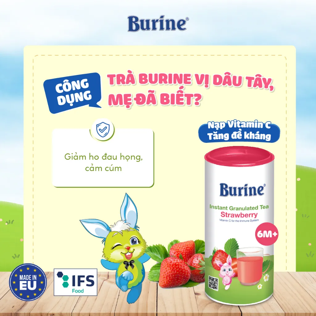 Ảnh Trà Hoa Quả Hòa Tan BURINE Hương Vị Trái Cây Thơm Ngon, Bổ Sung Vitamin C Cho Bé (Mua 3 Nhận Quà) 3