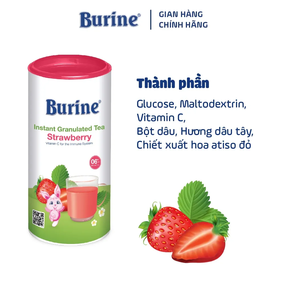 Ảnh Trà Hoa Quả Hòa Tan BURINE Vị Dâu Tây, Giúp Hỗ Trợ Giảm Viêm Nhiễm, Tăng Đề Kháng - Dành Cho Bé Từ 6 Tháng Tuổi 1