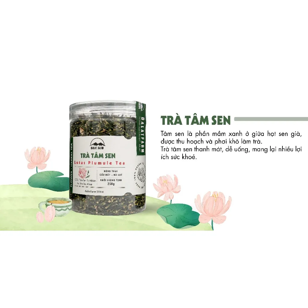 Ảnh Trà Tâm Sen (Tim Sen) DalatFarm - Hộp 250 g 2