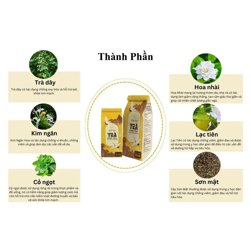 Ảnh Trà Thảo Mộc Kingtea 500g - Trà Thảo Mộc Giúp Thanh Nhiệt - Mát Gan -  Tốt Cho Người Bị Mất Ngủ 2