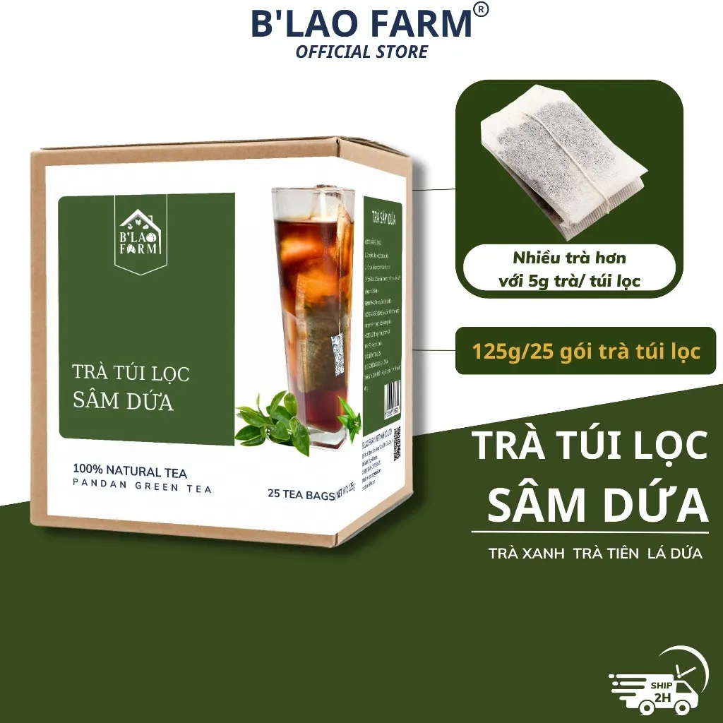 Ảnh Trà túi lọc SÂM DỨA B'LAO FARM 100% trà trà xanh lá dứa trà tiên nguyên chất thơm đậm vị trà tốt cho sức khỏe 1
