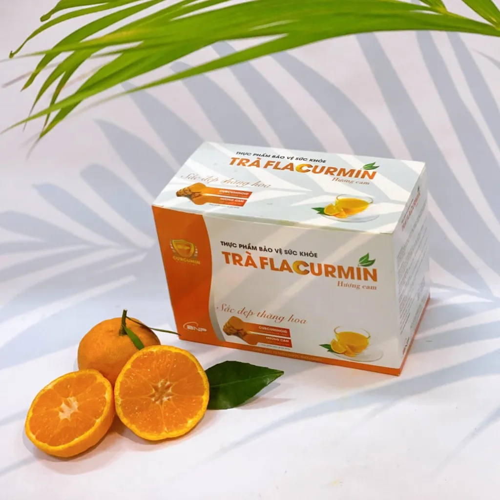 Ảnh Trà vị cam Flacurmin BANIPHAR Hộp 15 gói mỗi gói 7,5g 2
