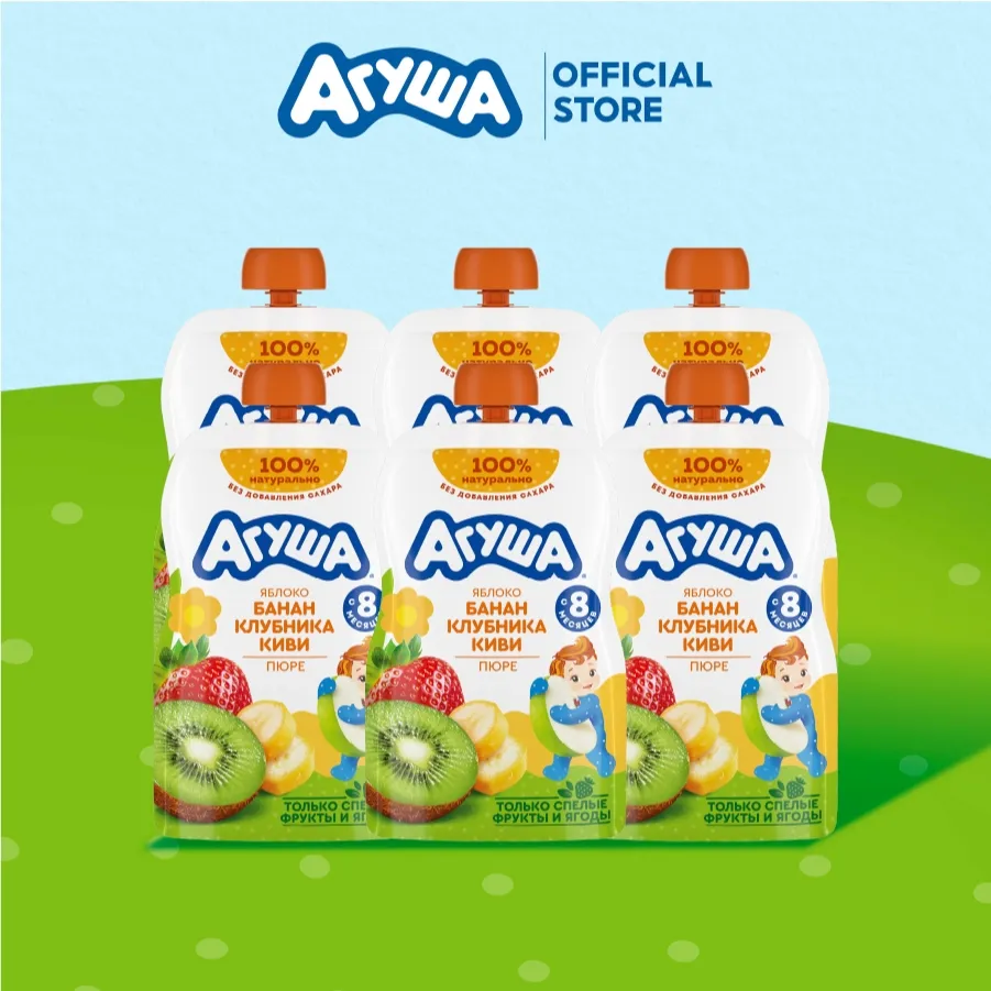 Ảnh Trái cây nghiền vị táo, chuối, dâu tây và kiwi Agusha 90g dành cho bé từ 8 tháng trở lên 1
