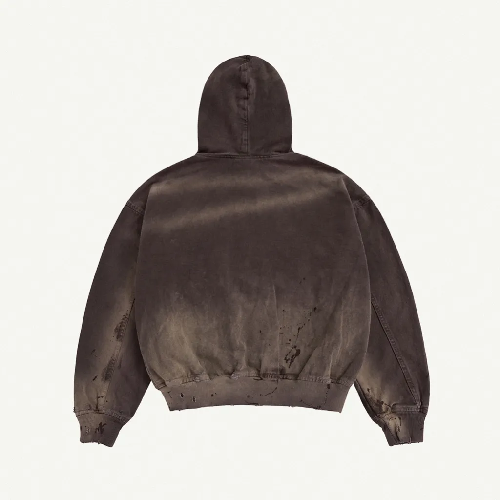 Ảnh TRASH FULLZIP HOODIE BROWN / Áo hoodie vải jeans / GAMBLE WORLDWIDE 1