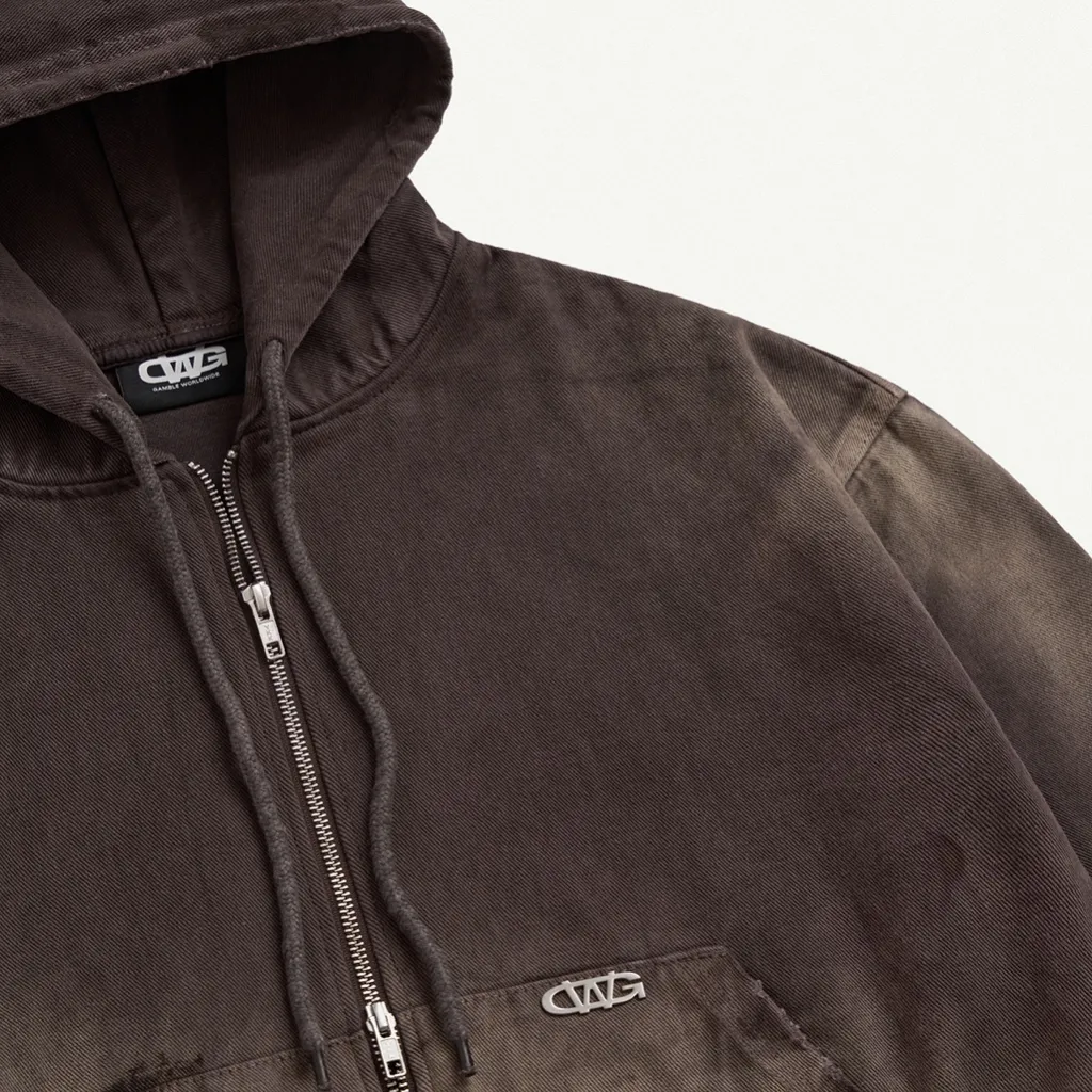 Ảnh TRASH FULLZIP HOODIE BROWN / Áo hoodie vải jeans / GAMBLE WORLDWIDE 2