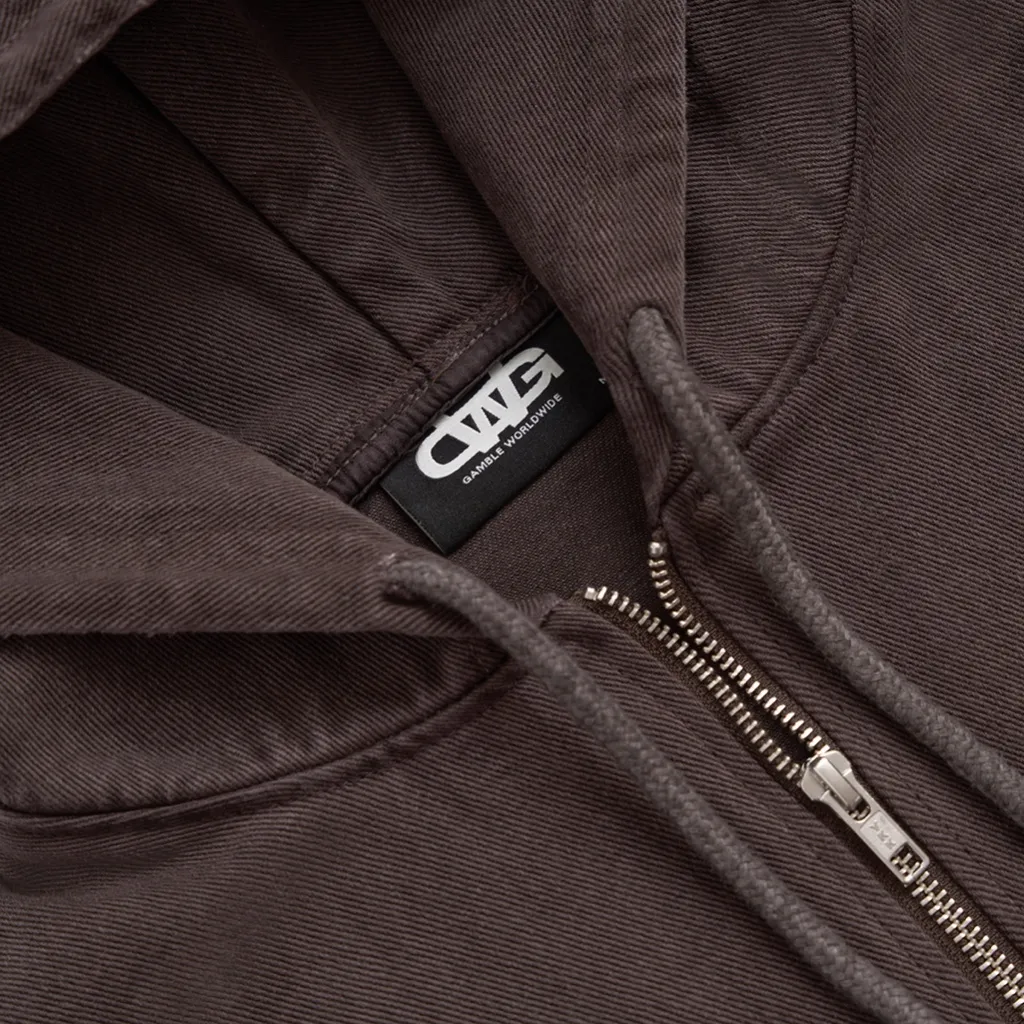 Ảnh TRASH FULLZIP HOODIE BROWN / Áo hoodie vải jeans / GAMBLE WORLDWIDE 3