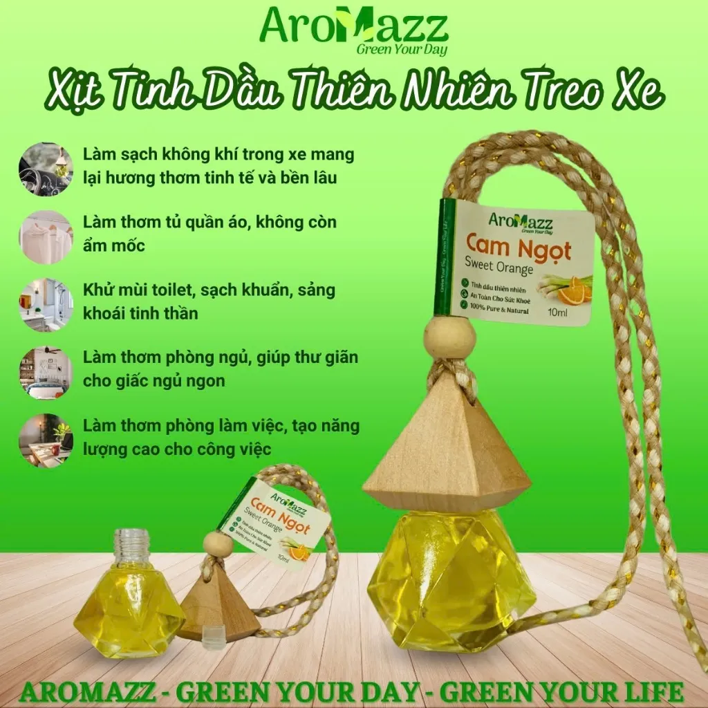 Ảnh Treo Xe Tinh Dầu Cam Ngọt Tinh Dầu Thiên Nhiên AroMazz Treo Xe Treo Tủ Quần Áo Treo Nhà Vệ Sinh Chai Tiện Lợi 10ml 1