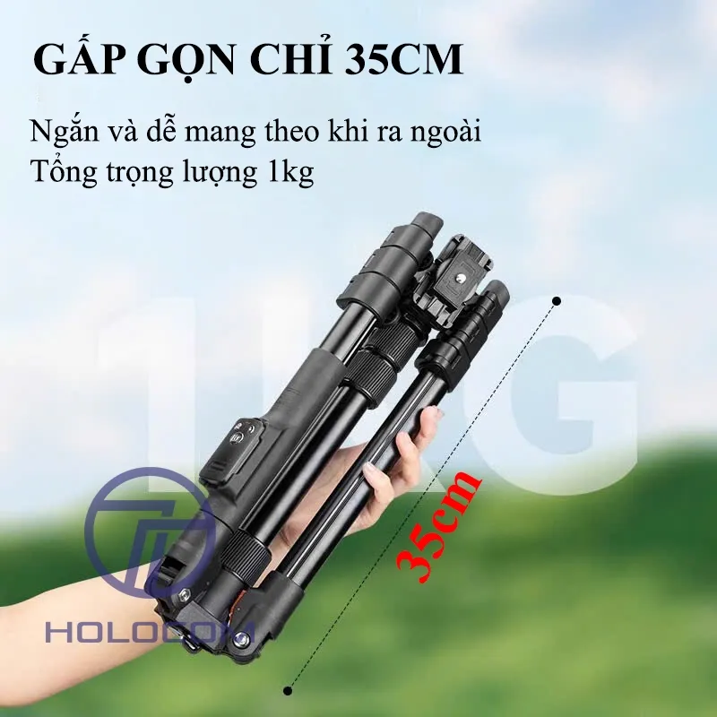 Ảnh Tripod Điện Thoại Chân Máy Ảnh VCT180, Chân Máy Quay Kiêm Gậy Quay Video Livestream 360 Độ- HOLOCOM 4