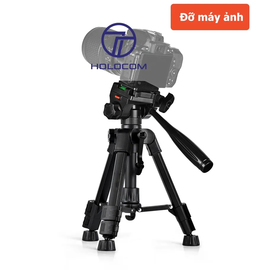 Ảnh Tripod Điện Thoại Chân Máy Ảnh Để Bàn 63cm Cao Cấp Đa Năng Xoay 360 Độ - HOLOCOM 4