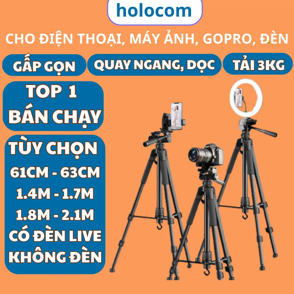 Đánh Giá Tripod Điện Thoại Kiêm Chân Máy Ảnh 1m7 HOLOCOM - Chụp Ảnh Chuyên Nghiệp