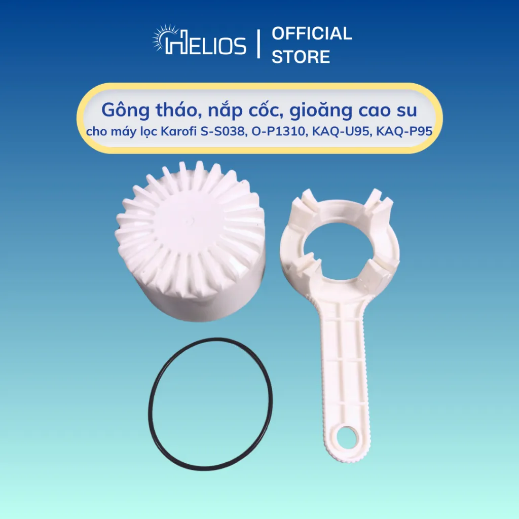Ảnh Trọn bộ gông tháo, nắp cốc và gioăng cao su cho máy lọc nước Karofi S-S038, O-P1310, KAQ-U95, KAQ-P95,... 1