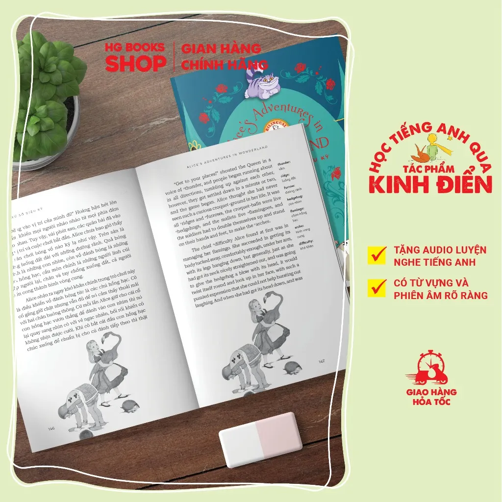 Ảnh Truyện song ngữ Alice Ở Xứ Sở Diệu Kỳ - Alice's Adventures In Wonderland tặng audio và note từ vựng 2